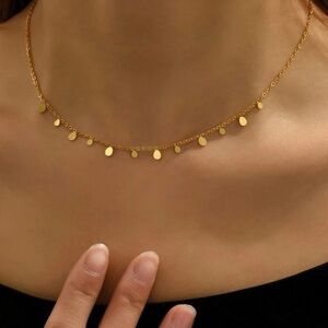 Gold Plated Stainless Steel Teardrop Shape Choker Necklace NEW